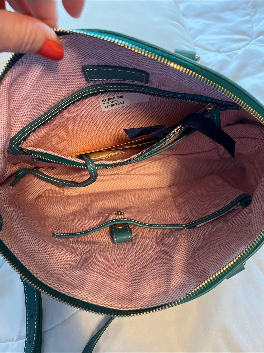 NWT Dooney & Bourke Seafoam Pebble Leather Satchel with Gold Hardware - Picture 2 of 5